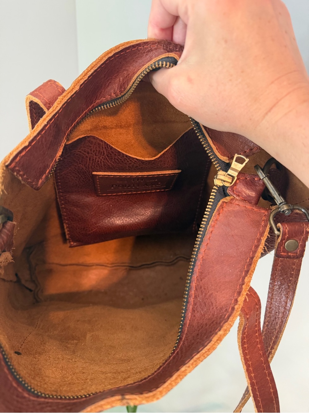 Portland Leather Goods Crossbody Tote in Nutmeg - Picture 6 of 13